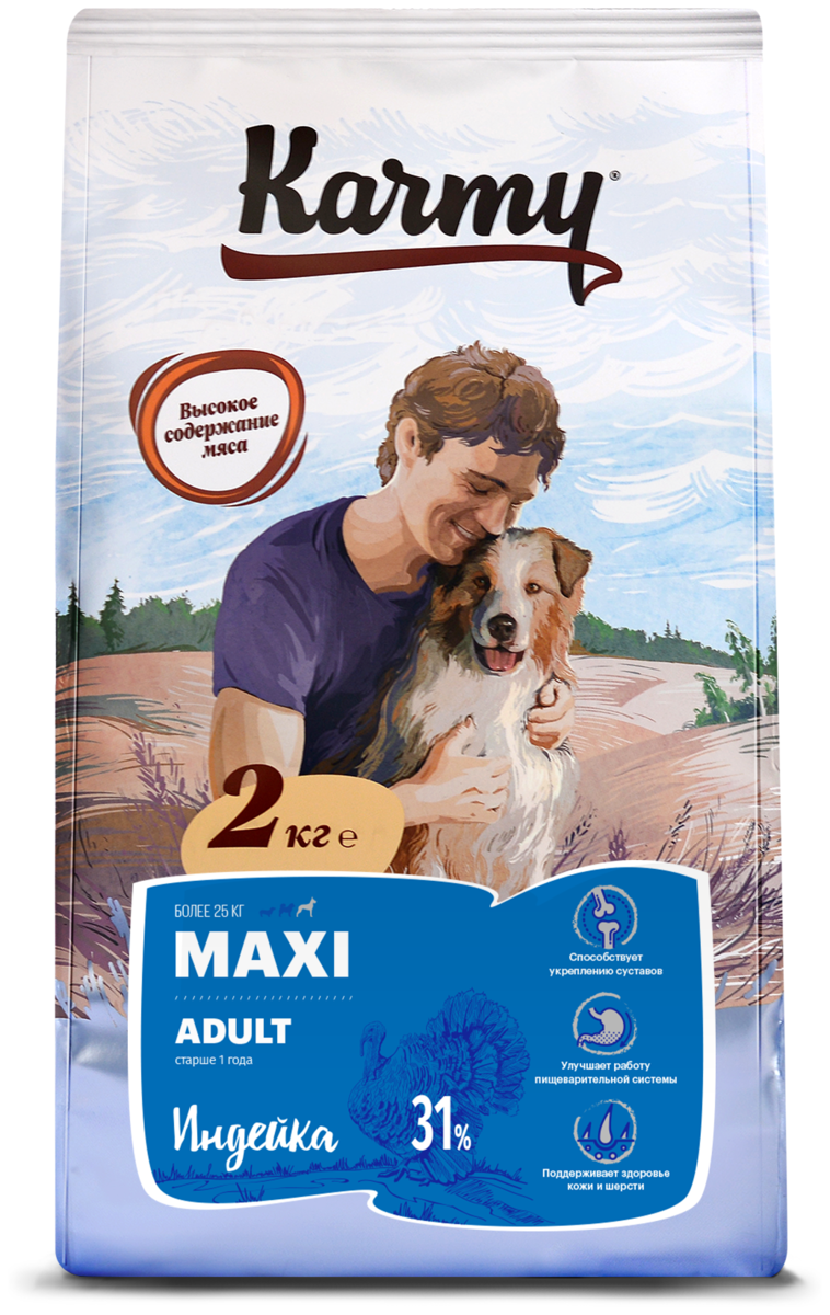 Корм для собак karmy (2 кг) Medium Adult индейка