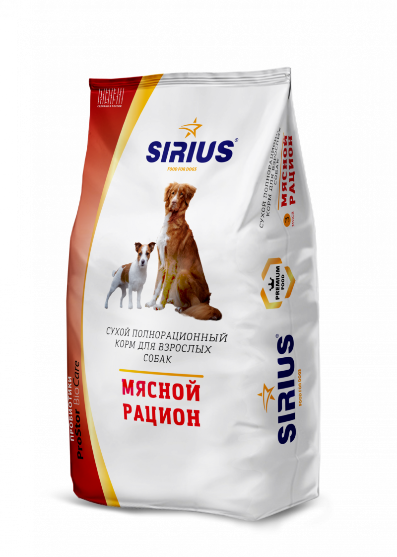 Сириус корм для собак "мясной рацион" 15кг