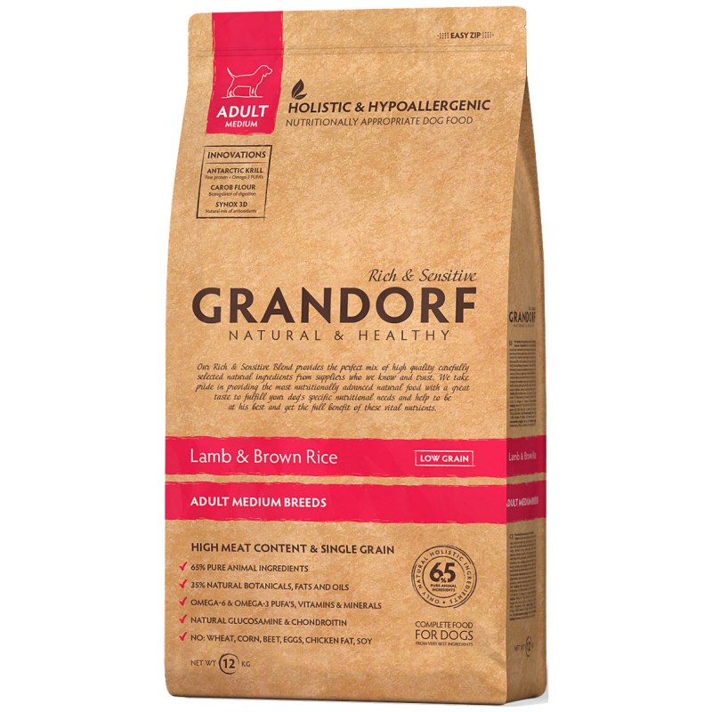 Корм для собак Grandorf (12 кг) ягнёнок с рисом Юниоры