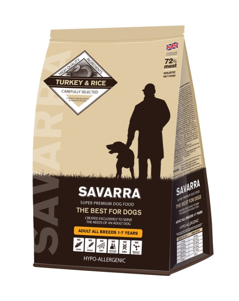 Корм для собак SAVARRA (1 кг) Adult all Breeds Dogs Lamb
