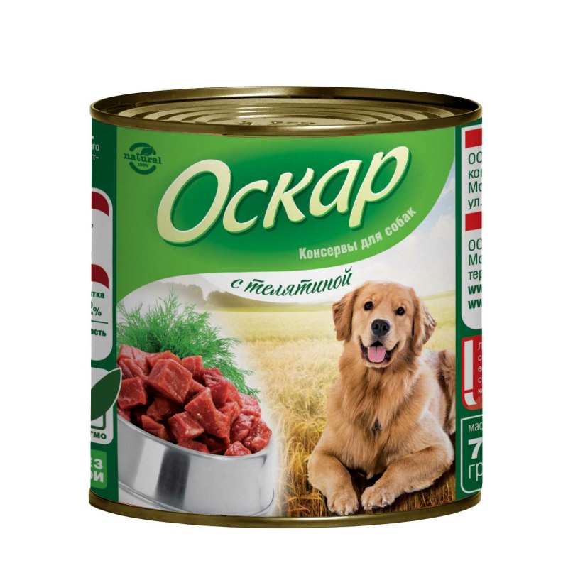 Оскар корм для собак баранина, ж/б 750 гр