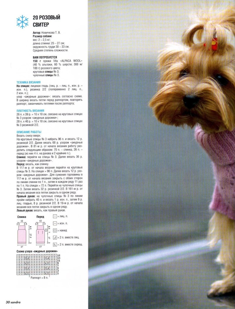 Вязаная одежда для собак с описанием