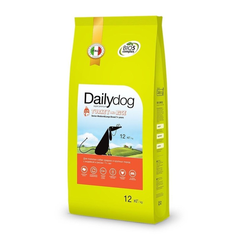Корм для собак Dailydog (20 кг) Senior Medium large Breed Turkey and Rice