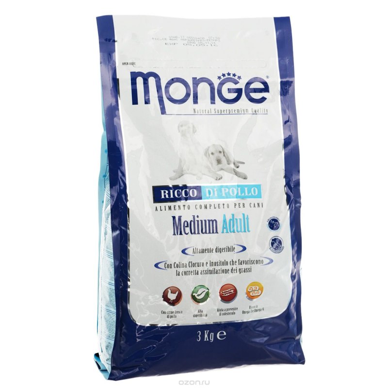 Monge Dog Medium Puppy & Junior корм для щенков средних пород 3кг