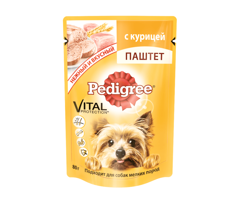 Pedigree 80гр для собак миниатюрных пород паштет курица