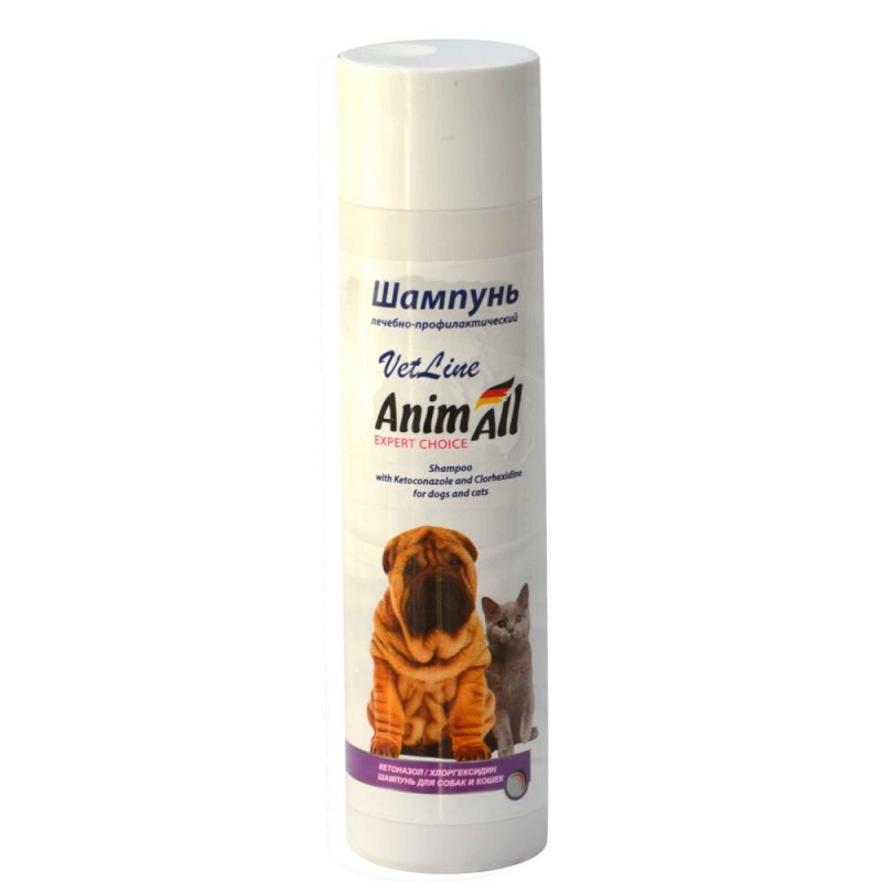 Animall шампунь vetline с хлоргексидином и кетоконазолом для собак кошек