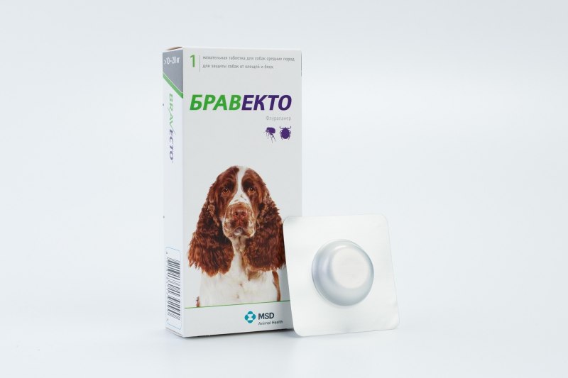 Бравекто (MSD animal Health) таблетки от блох и клещей для собак 10-20 кг