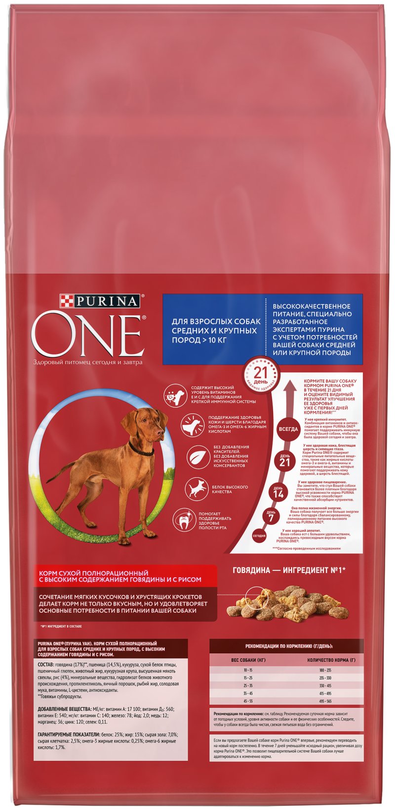Корм для собак Purina one говядина 600г