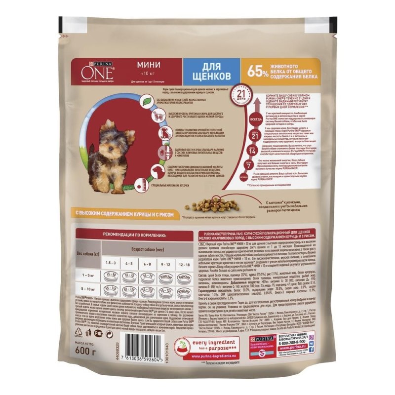 Корм для собак Purina one курица 600г