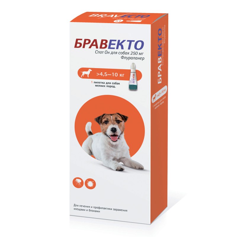 Бравекто (MSD animal Health) капли от блох и клещей спот он для собак 4,5-10 кг