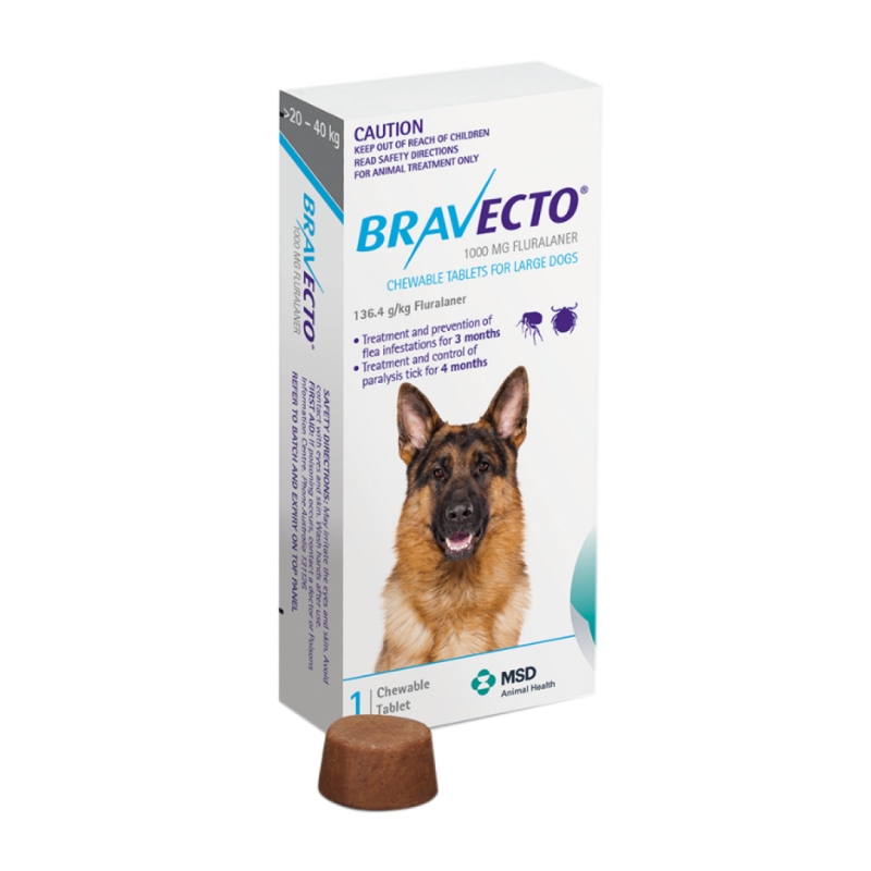 Бравекто (MSD animal Health) таблетки от блох и клещей для собак 20-40 кг