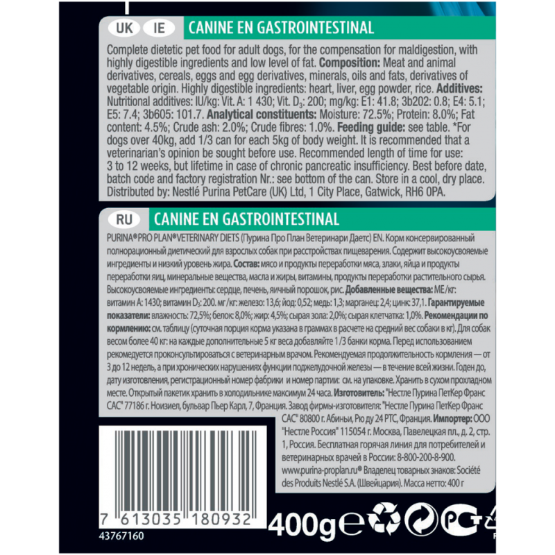 Purina Pro Plan Gastrointestinal для собак