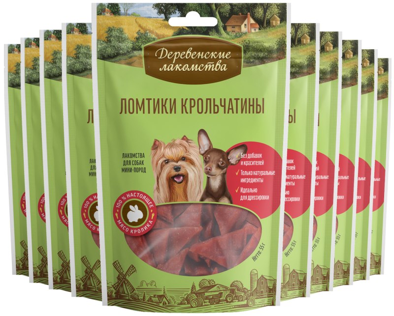 Деревенские лакомства д/собак мини пород "уши кроличьи" (уп-100шт) 79711397