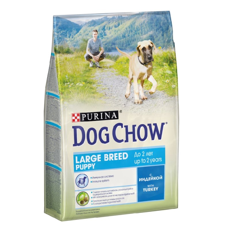 Dog Chow для щенков крупных пород с индейкой