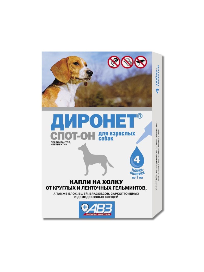 Диронет спот-он для собак, 4 пип.