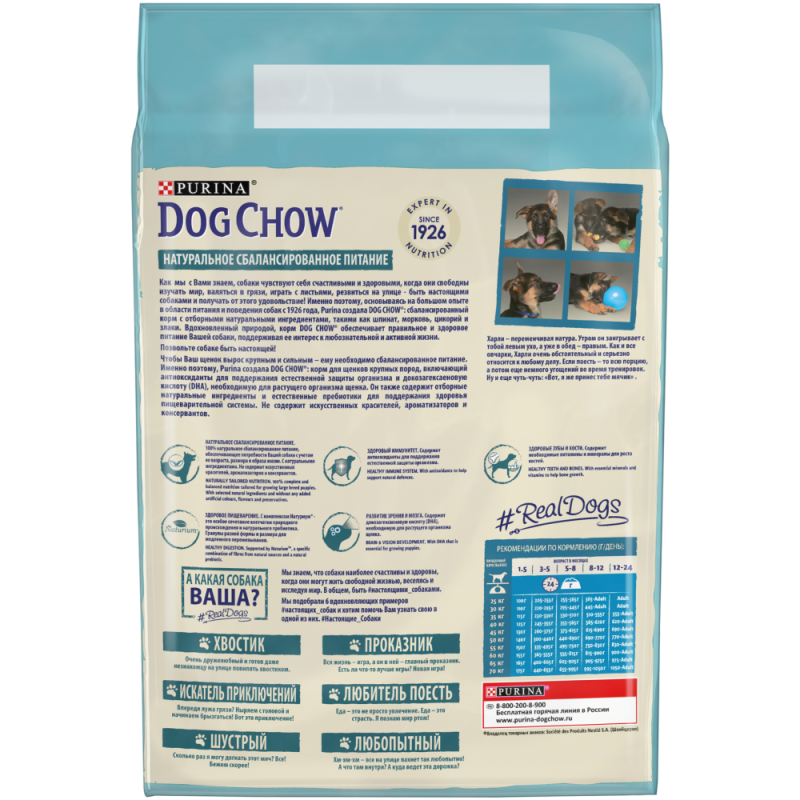 Dog Chow для щенков крупных пород с индейкой
