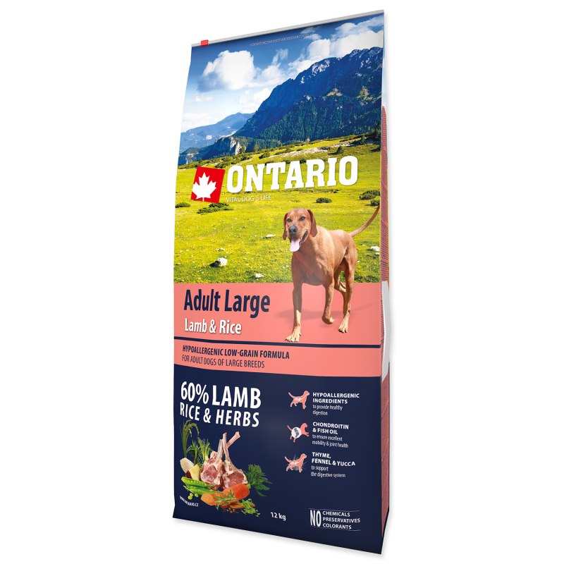 Корм для собак Ontario (12 кг) Adult large Beef & Rice