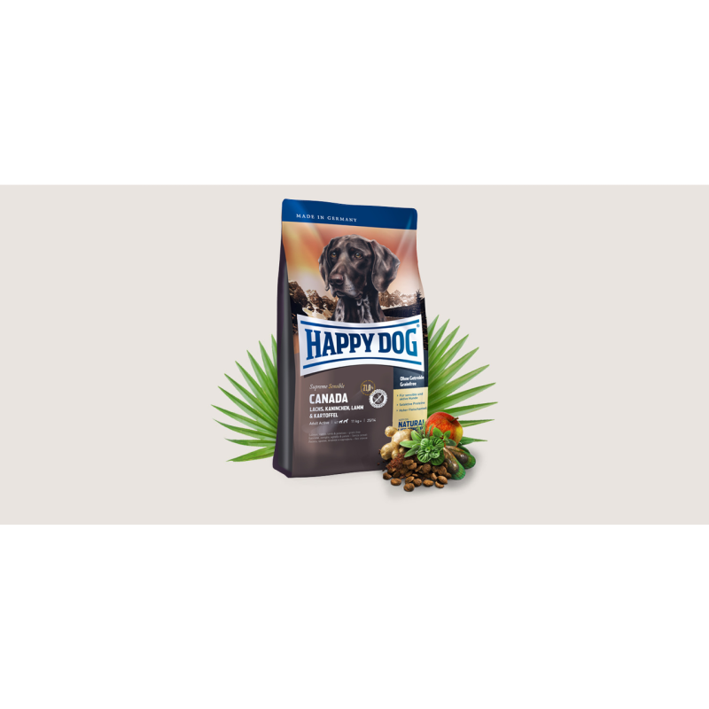 Корм для собак Happy Dog Supreme sensible Canada лосось, кролик, ягненок с картофелем 12.5 кг