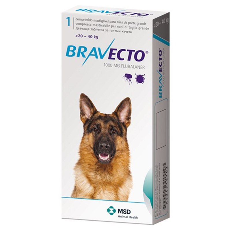 Бравекто (MSD animal Health) таблетки от блох и клещей для собак 20-40 кг