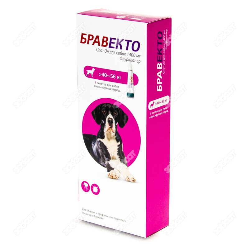 Бравекто (MSD animal Health) капли от блох и клещей спот он для собак 40-56 кг