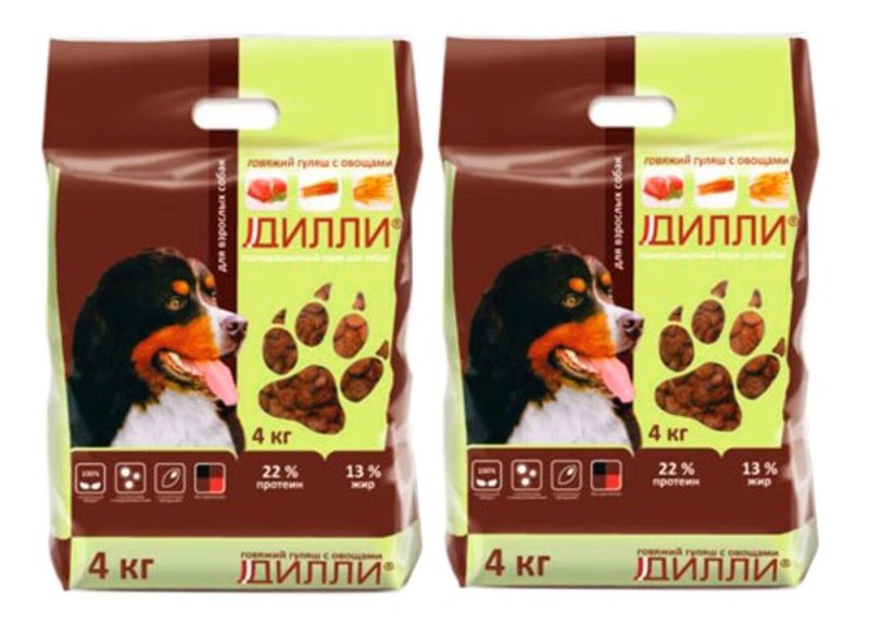 Корм для собак Дилли (1 кг) говяжий гуляш с овощами