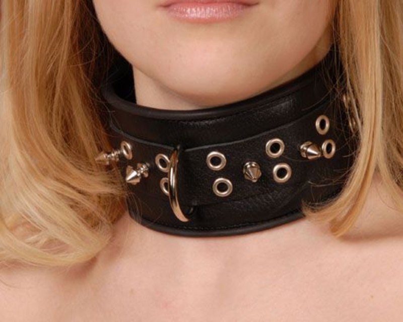 Sitabella кожаный ошейник с клёпками и шипами