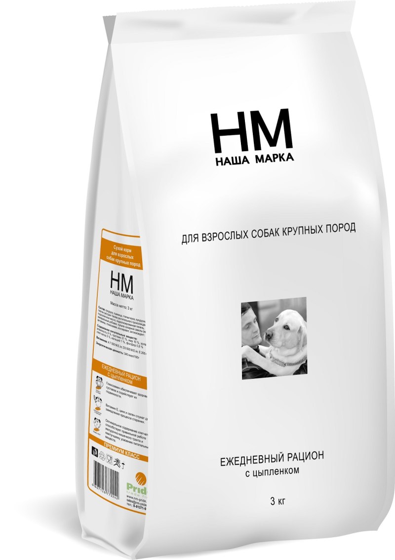 Корм для собак наша марка (3 кг) для щенков крупных пород с цыплёнком и рисом