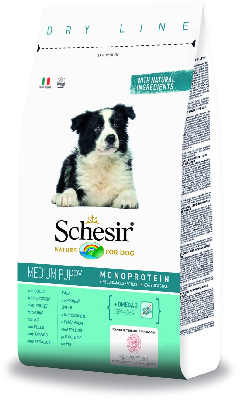 Schesir Dry line Puppy Medium сухой корм для щенков средних пород (с курицей)