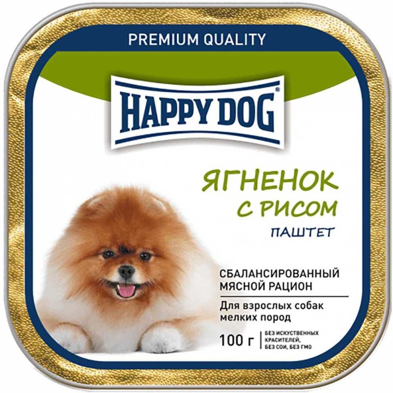 Консервы "Happy Dog" для собак мелких пород ягненок, рис 100г