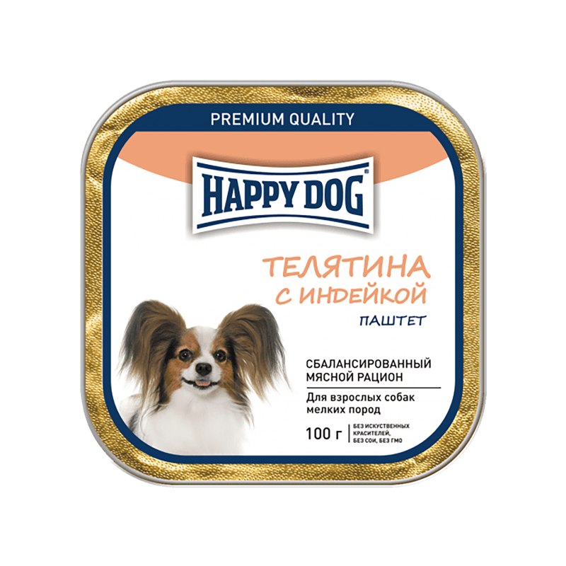 Happy Dog (Хэппи дог) паштет для собак телятина/индейка 100гр
