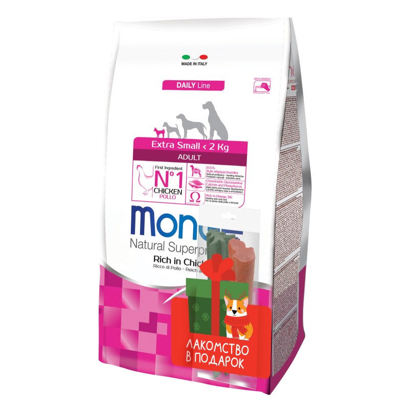 Monge Dog Extra small корм для взрослых собак миниатюрных пород с курицей 800г