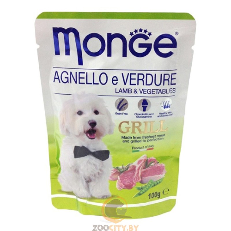 Monge Dog Grill Pouch паучи для собак ягненок с овощами 100г