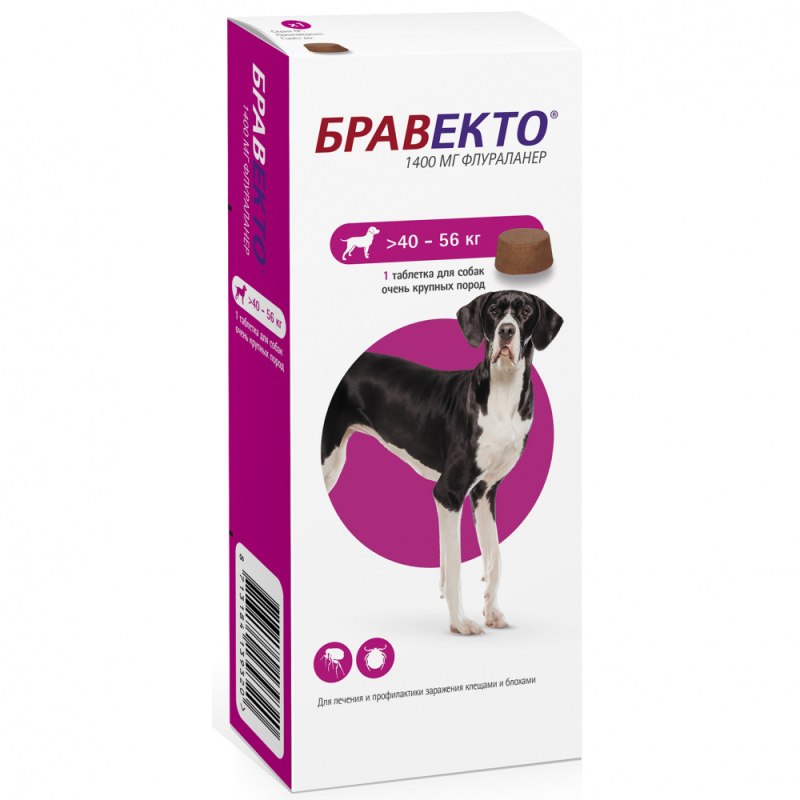 Бравекто 1400 мг д/собак 40-56 кг