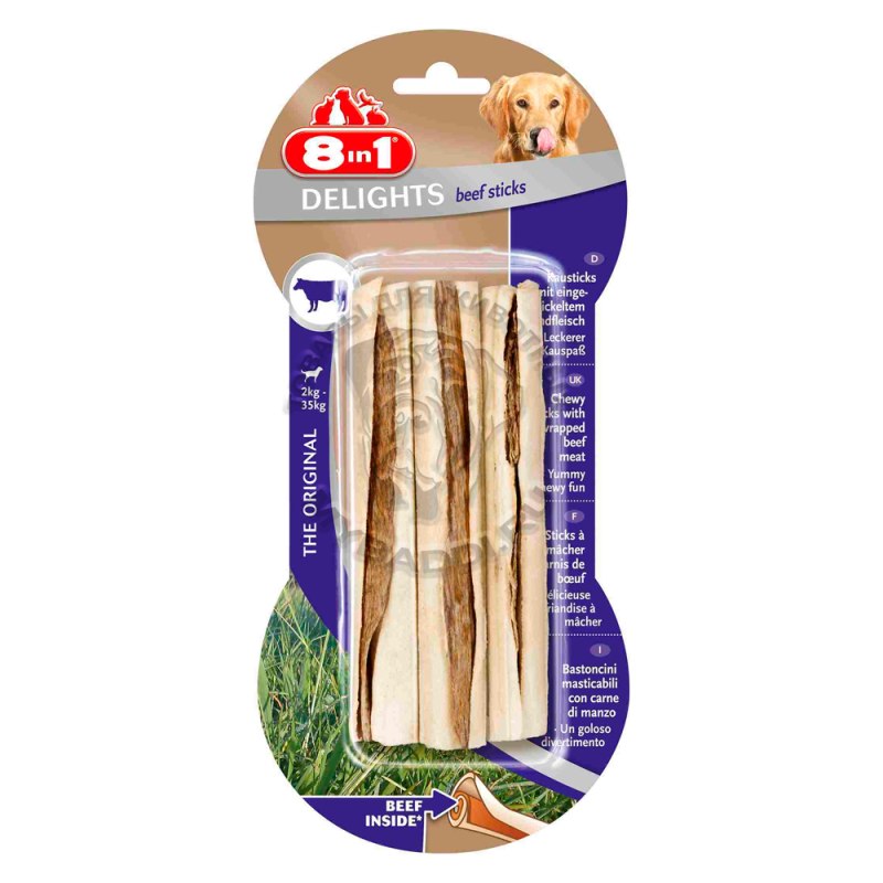 8in1 Delights Beef l косточка с говядиной для крупных собак 21 см
