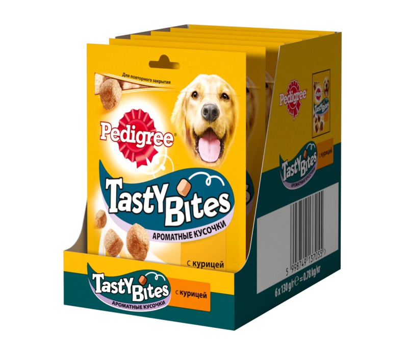 Педигри tasty bites Minis кусочки с курицей и уткой для собак 130г