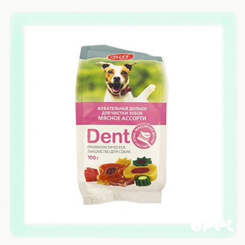 Жевательные дольки для собак Biff "Dent", мясное ассорти, 100 г