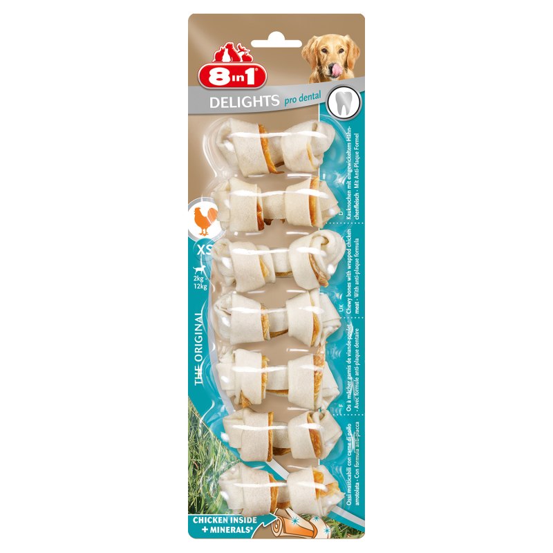 8in1 Delights Beef XS косточки с говядиной для мелких собак 7,5 см 7 шт
