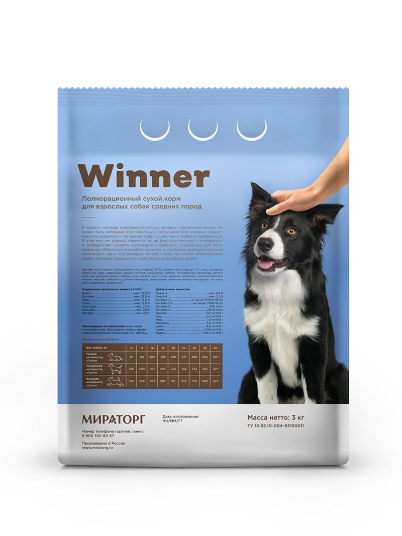 Корм для собак winner курица 1.5 кг