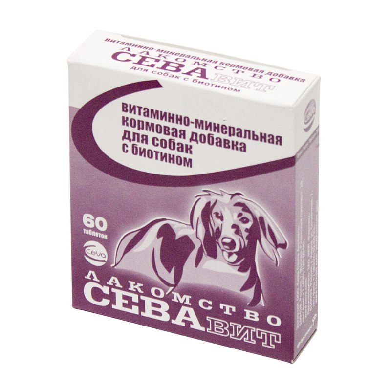 Лакомство ceva СЕВАВИТ для собак старше 7 лет, 60 таблеток