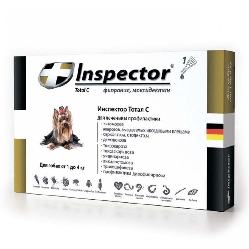 Inspector total c капли от блох, клещей и гельминтов для собак от 25 до 40 кг