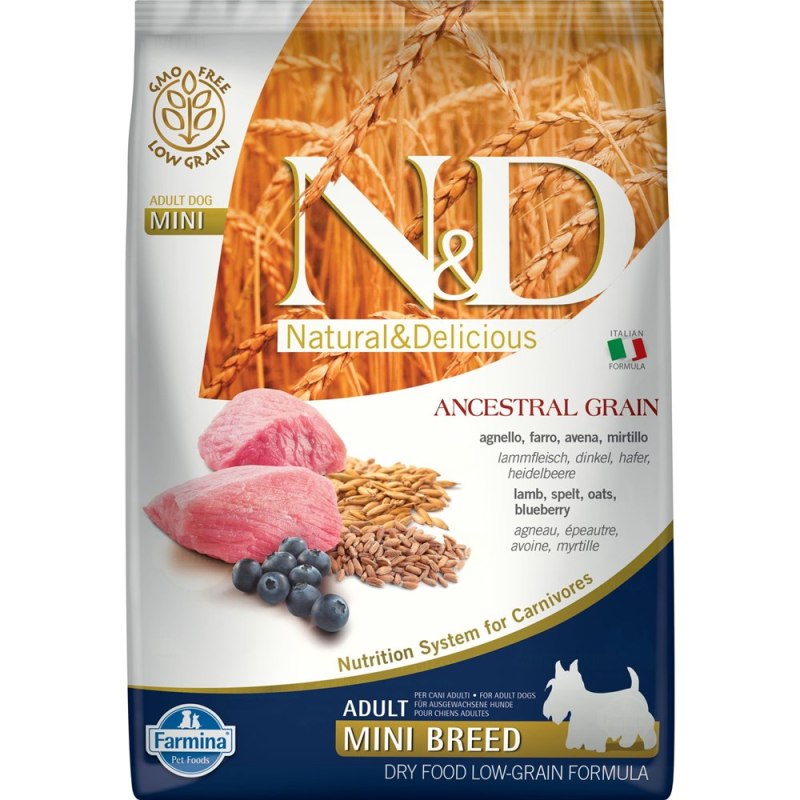 Фармина , Farmina n&d Ancestral Grain соб 12,0 кг Adult Medium&Maxi Lamb,spelt,Oats,Blueberry ягнёнок
