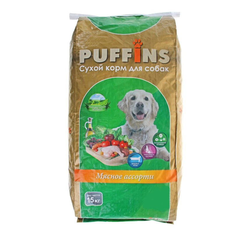 Корм для собак Puffins (15 кг) сухой корм для собак жаркое из говядины