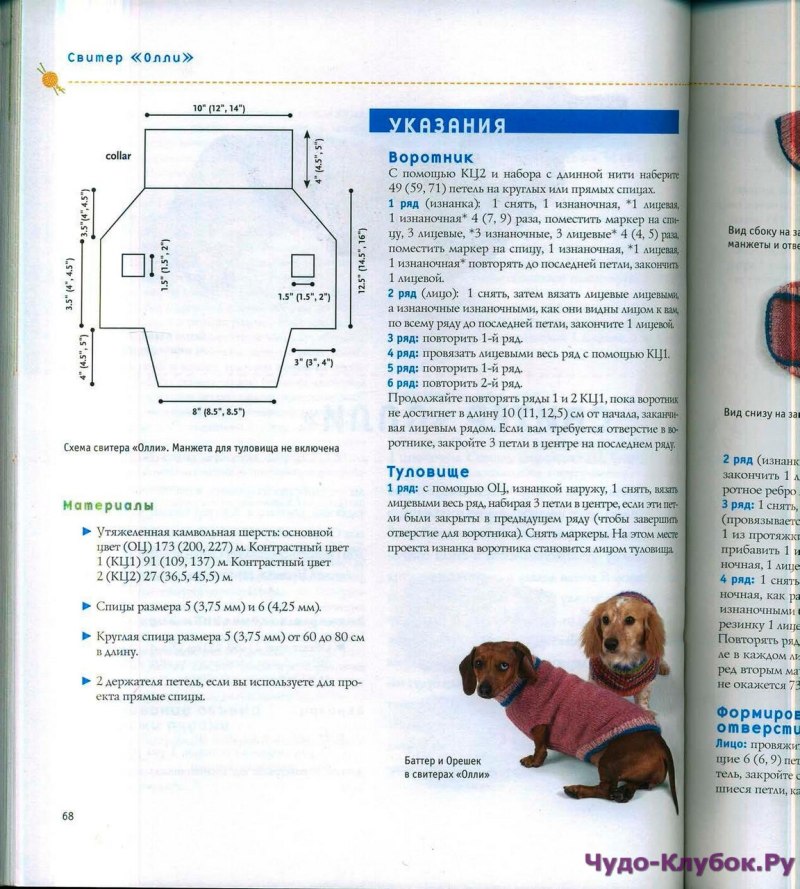 Схемы вязания одежды для собак мелких пород спицами
