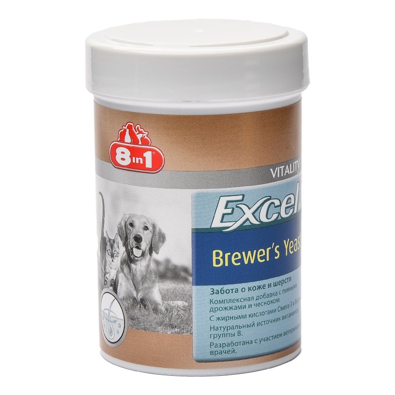 Добавка в корм 8 in 1 excel Brewer’s yeast для кошек и собак