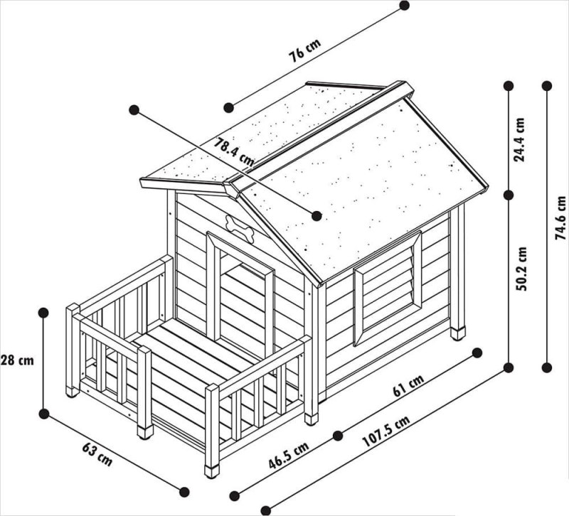 Конура для собаки чертеж с размерами