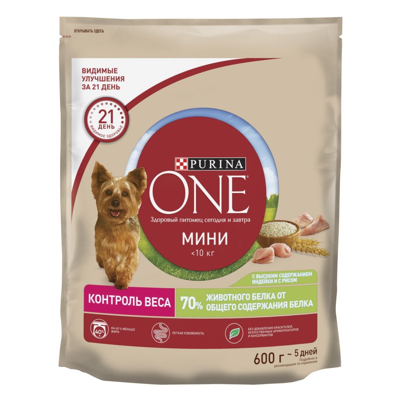Корм для щенков Purina one курица с рисом 600г