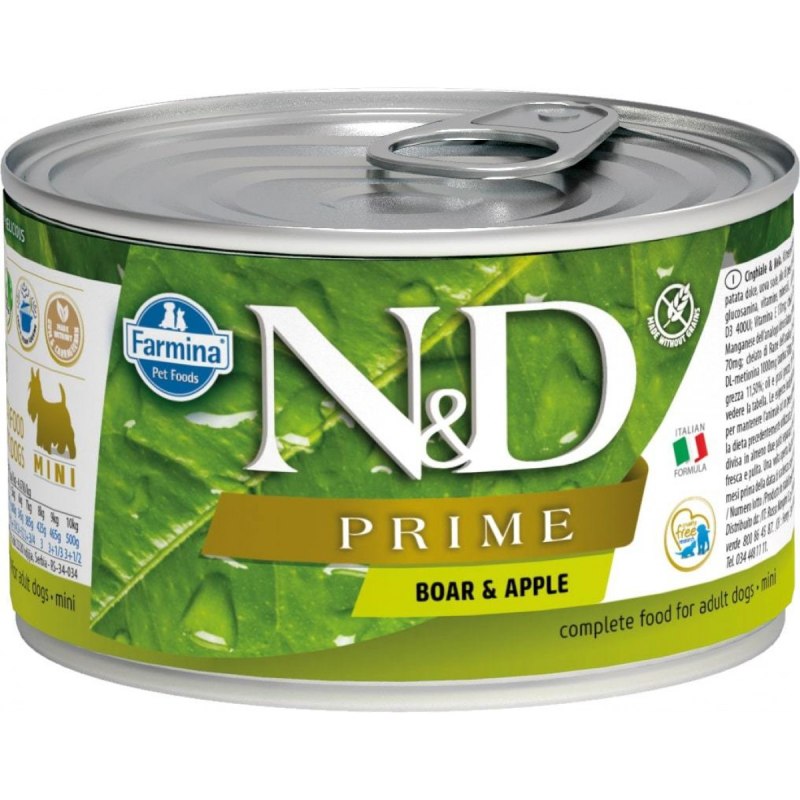 Farmina n&d Dog Prime консервы для собак мини пород кабан с яблоком 140 г