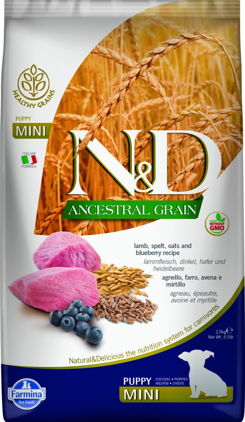 Фармина n&d Low Grain корм сухой для собак мелких пород ягненок/черника 800г