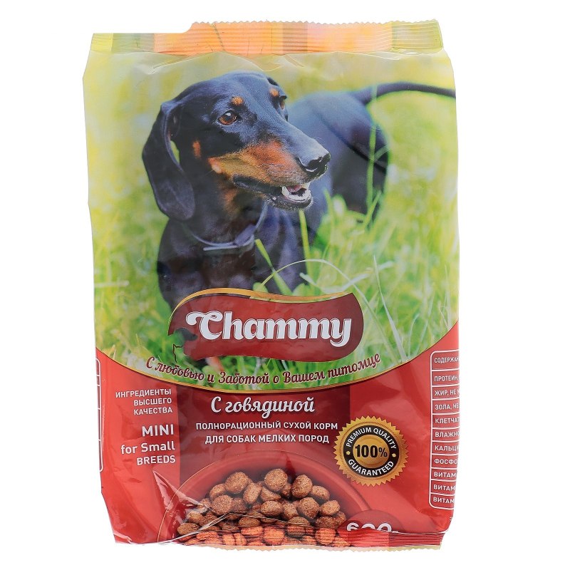 Сухой корм Chammy для собак мелких пород, говядина, 600 г