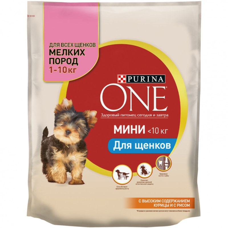 Корм для щенков Purina one курица с рисом 600г